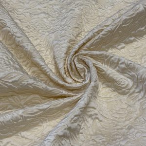 Tessuto Broccato in Seta Crema
